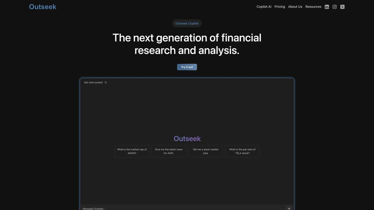 Outseek Financial Terminal 홈페이지 스크린샷
