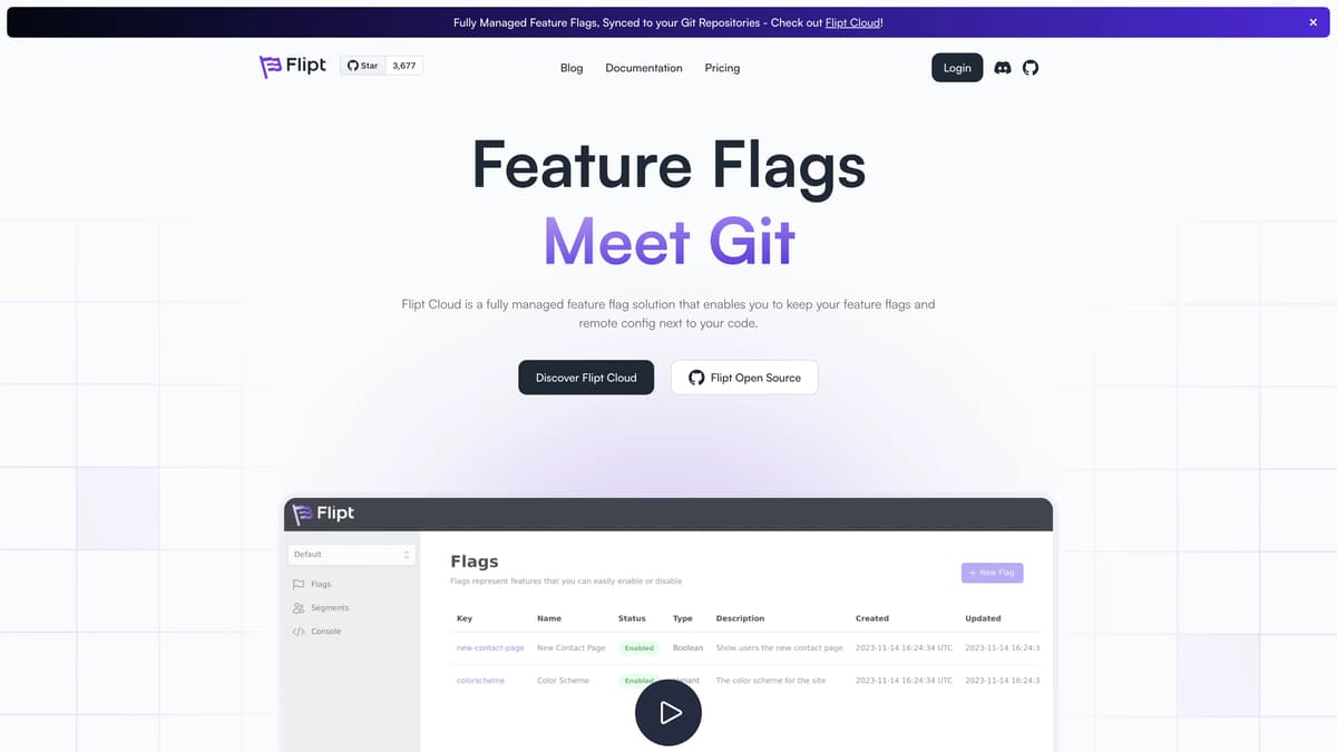 Flipt Cloud 홈페이지 스크린샷