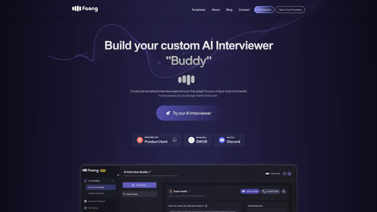 Faang AI homepage screenshot