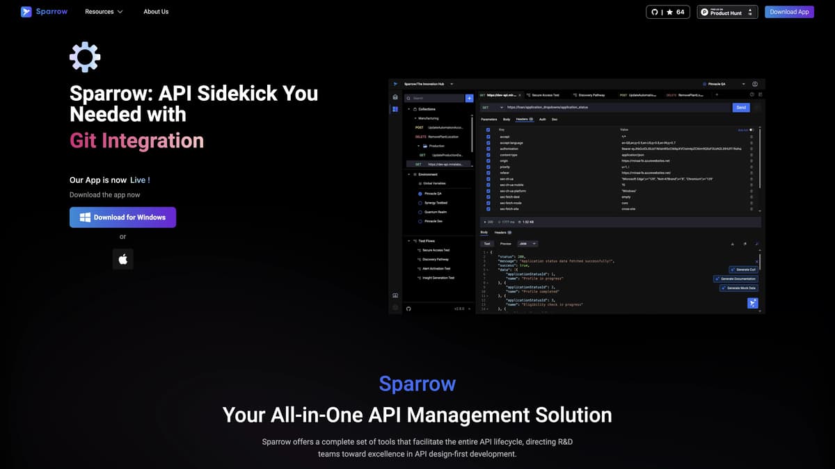 Sparrow homepage screenshot