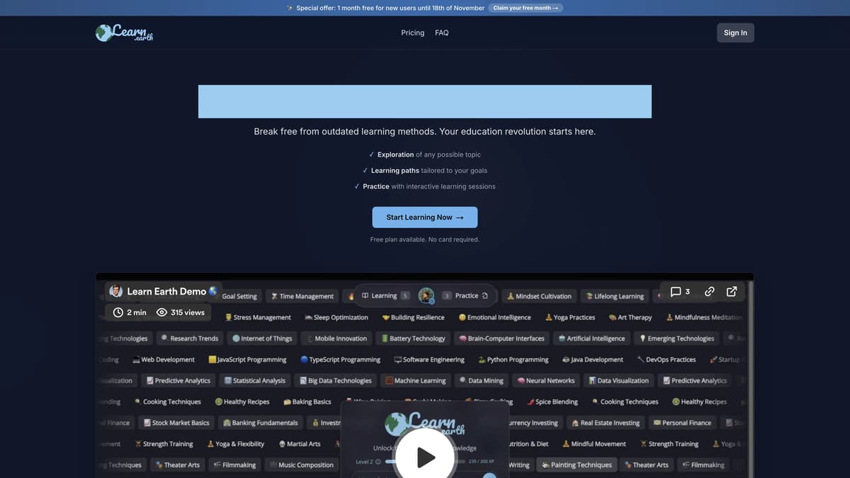 Learn Earth 首页截图