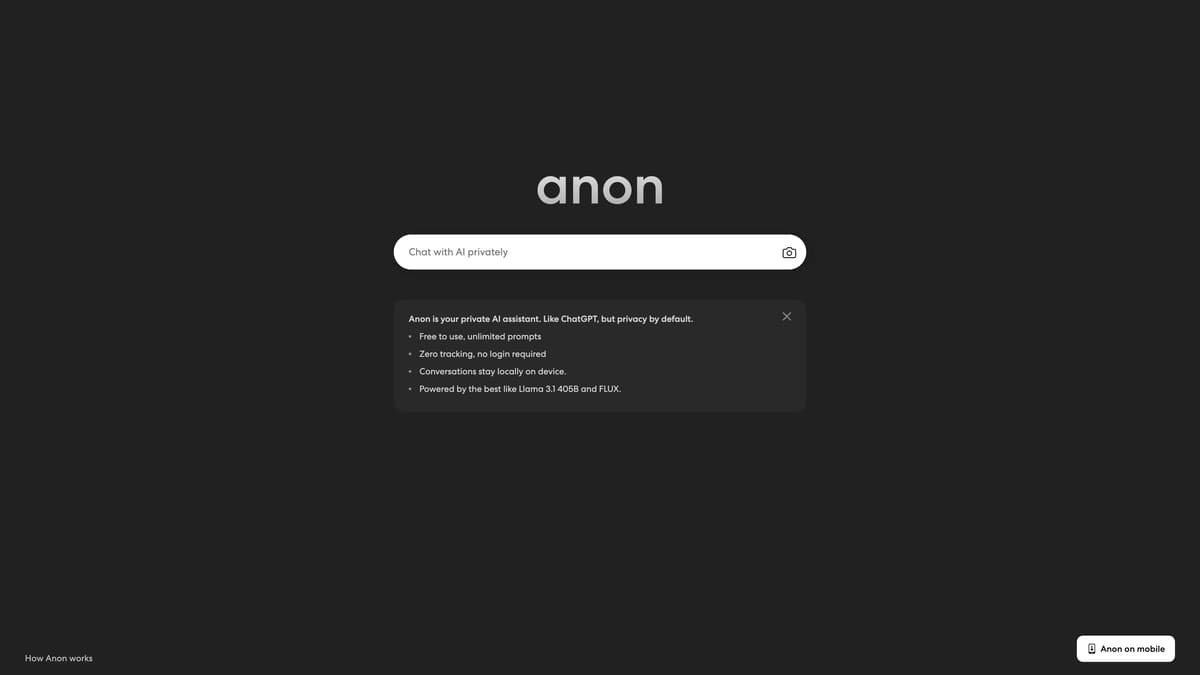AnonAI 홈페이지 스크린샷