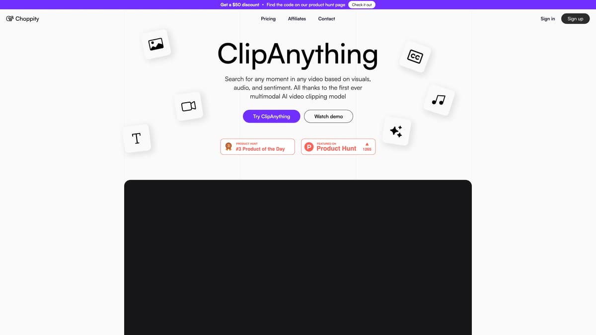 Choppity のトップページのスクリーンショット
