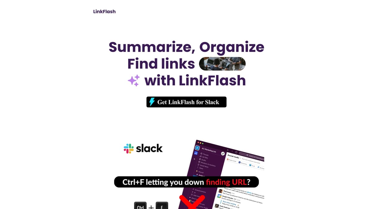 LinkFlash のトップページのスクリーンショット