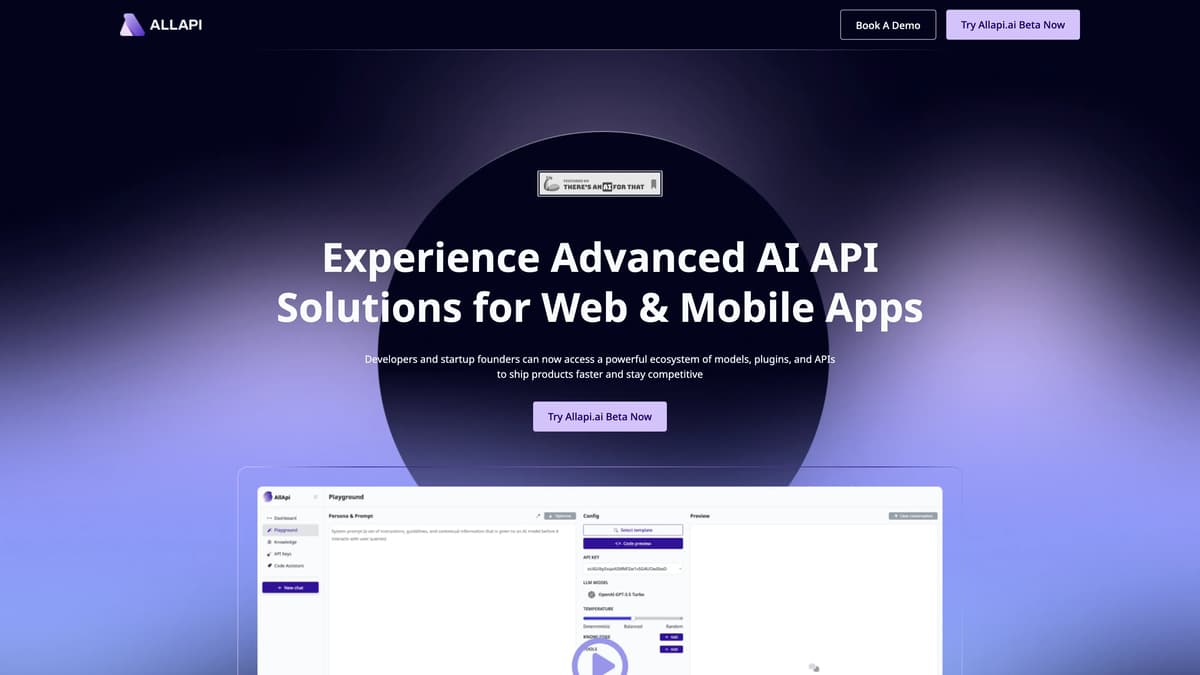 Allapi.ai のトップページのスクリーンショット