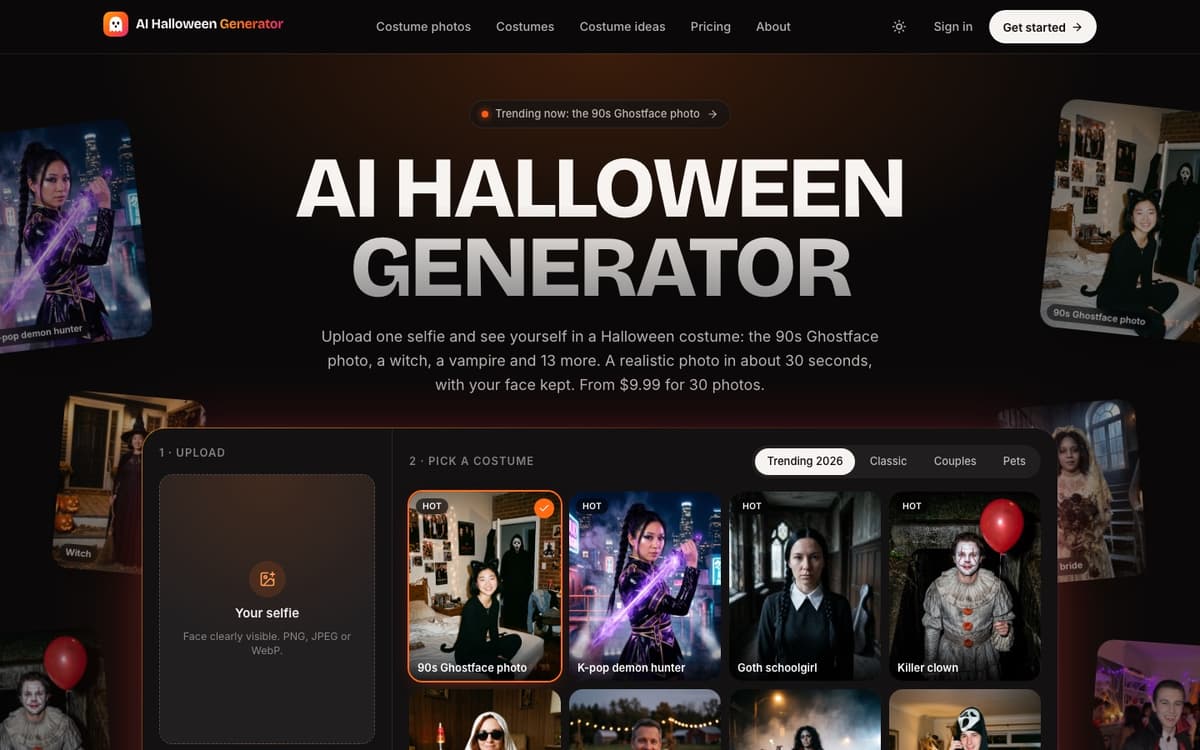 AI Halloween Generator homepage screenshot