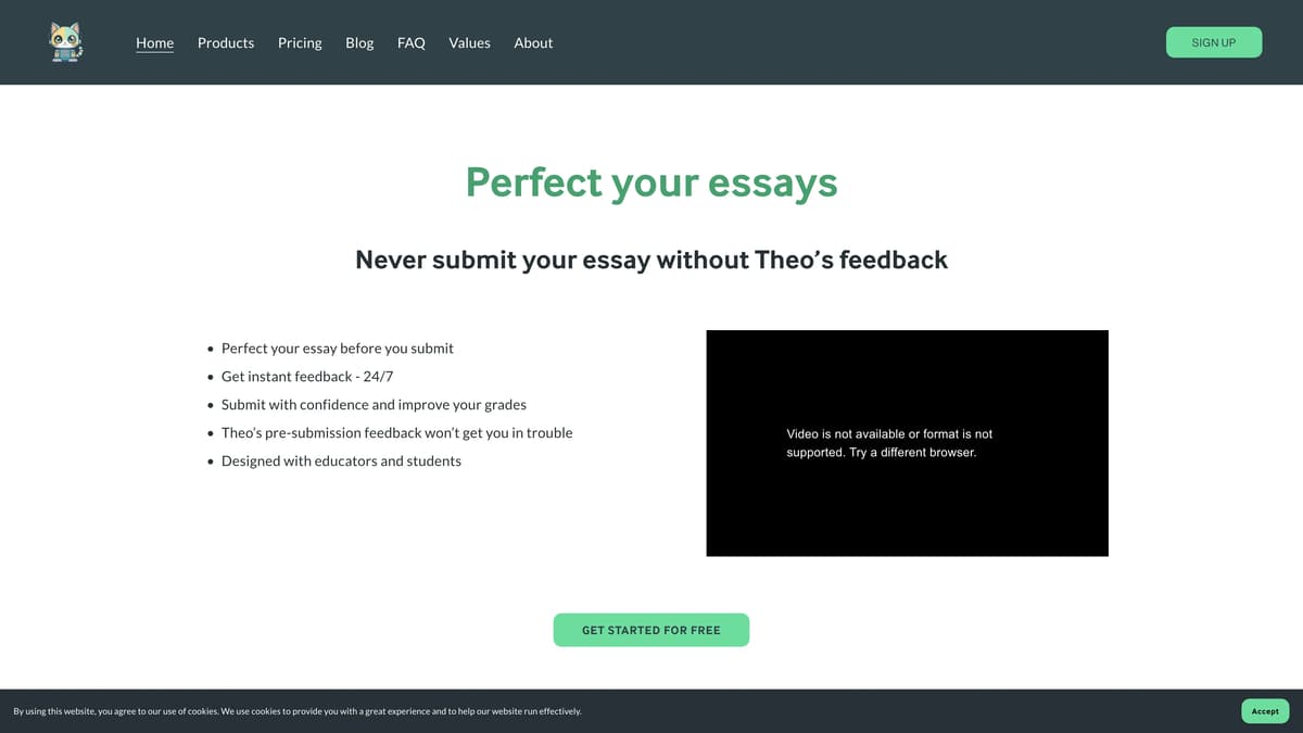 Thesify のトップページのスクリーンショット