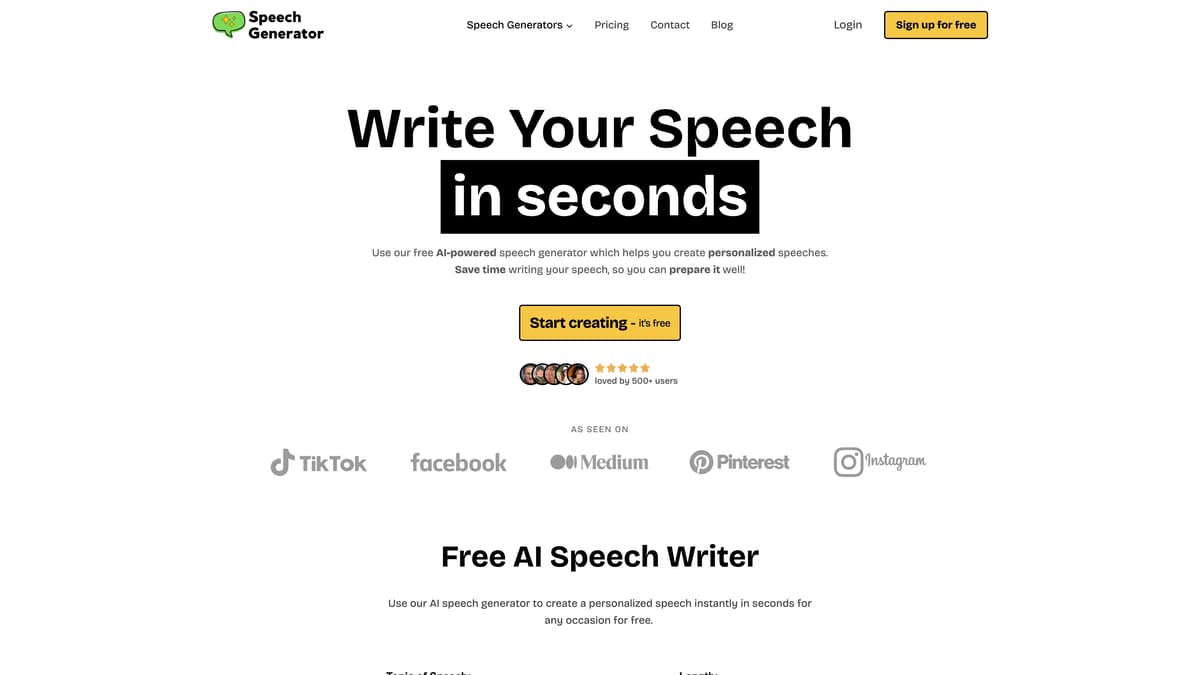 SpeechGeneratorAI 首頁截圖
