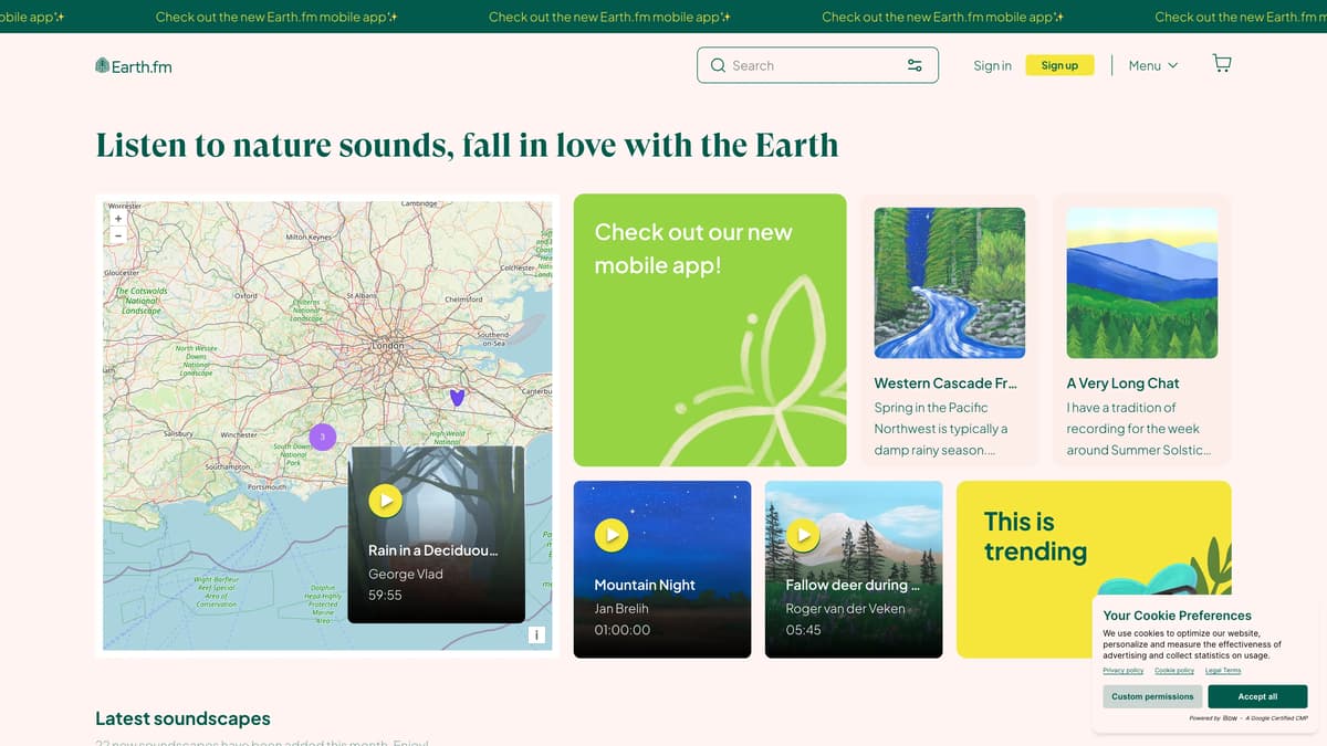 EarthFM homepage screenshot
