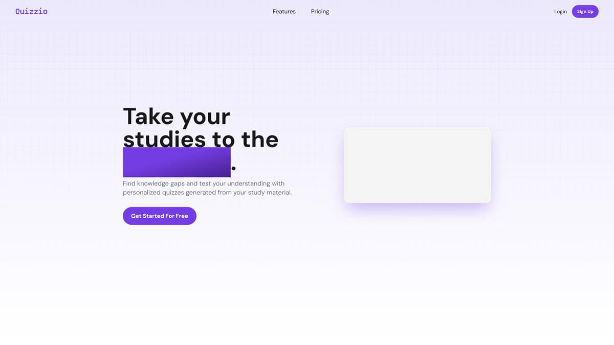 Quizzio のトップページのスクリーンショット