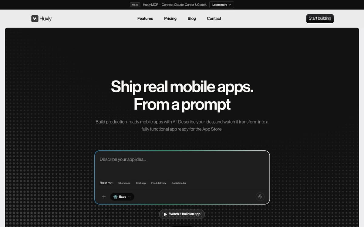 Huxly homepage screenshot