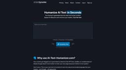 AI Text Humanizer のトップページのスクリーンショット