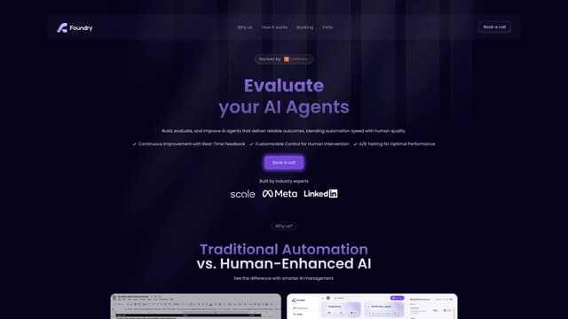 Capture d'écran de la page d'accueil de Foundry AI