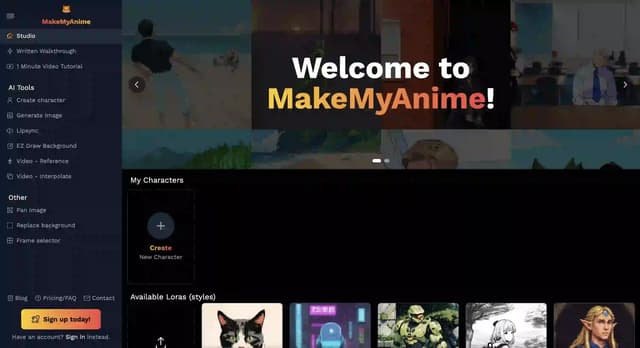 MakeMyAnime 首页截图