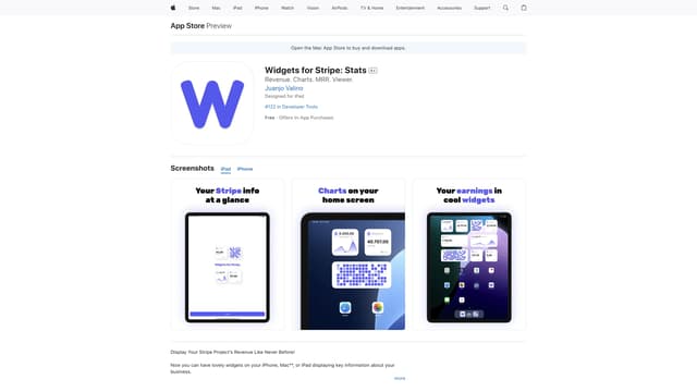 Widgets for Stripe 首頁截圖