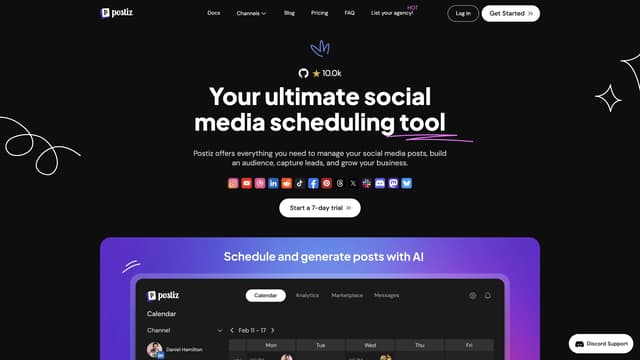 Postiz homepage screenshot
