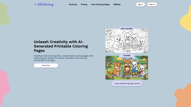 AIColoring homepage screenshot