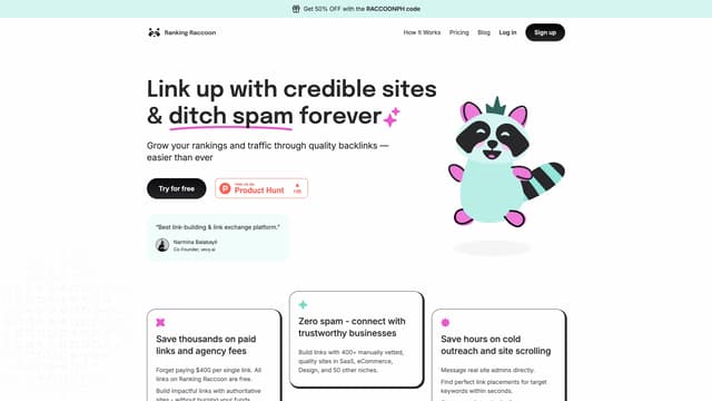 Ranking Raccoon のトップページのスクリーンショット