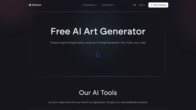 Makepix AI homepage screenshot