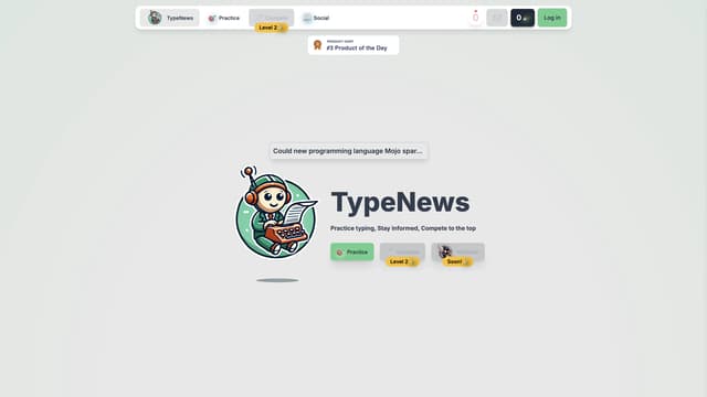 TypeNews homepage screenshot