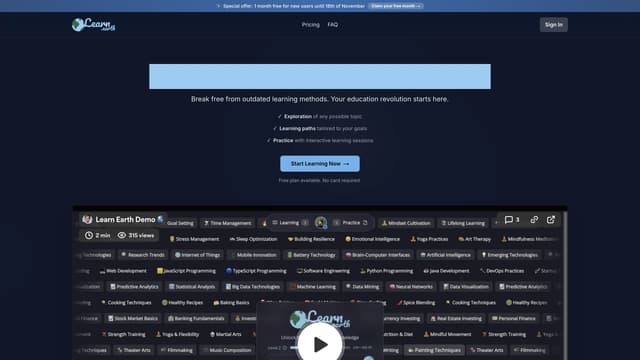 Learn Earth homepage screenshot