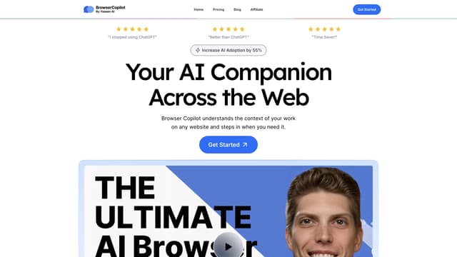 Capture d'écran de la page d'accueil de BrowserCopilot AI