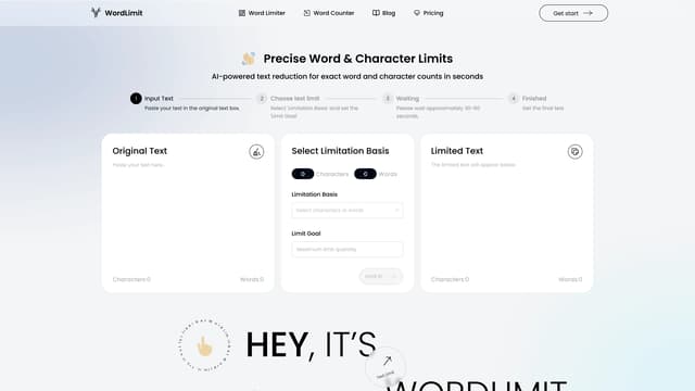 WordLimit AI homepage screenshot