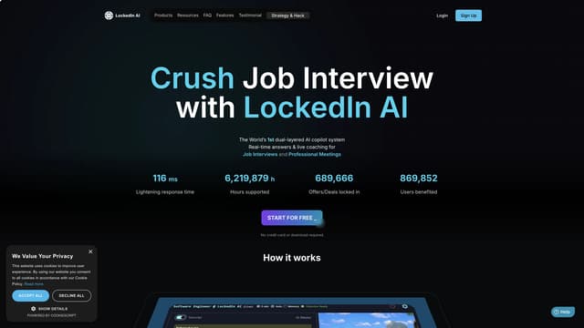 LockedIn AI homepage screenshot