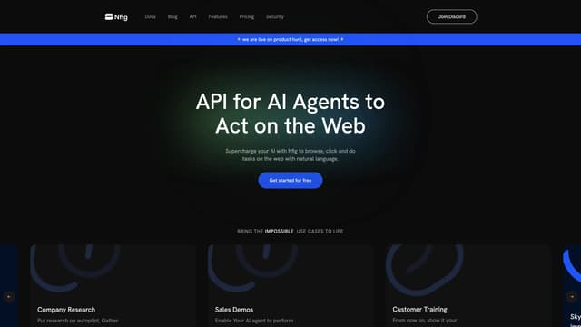Nfig homepage screenshot