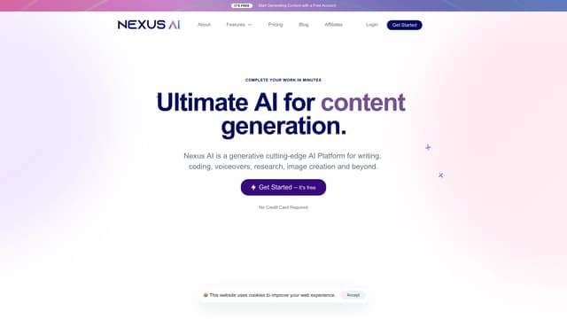 Nexus AI 首页截图
