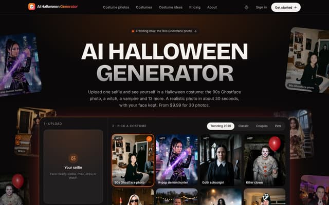 AI Halloween Generator homepage screenshot