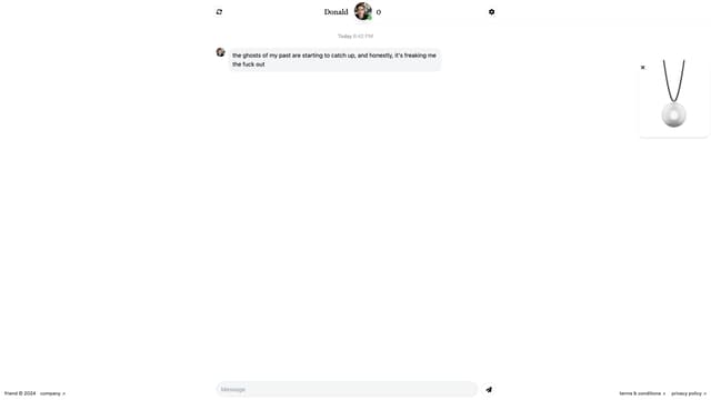 Captura de la página de inicio de Friend AI
