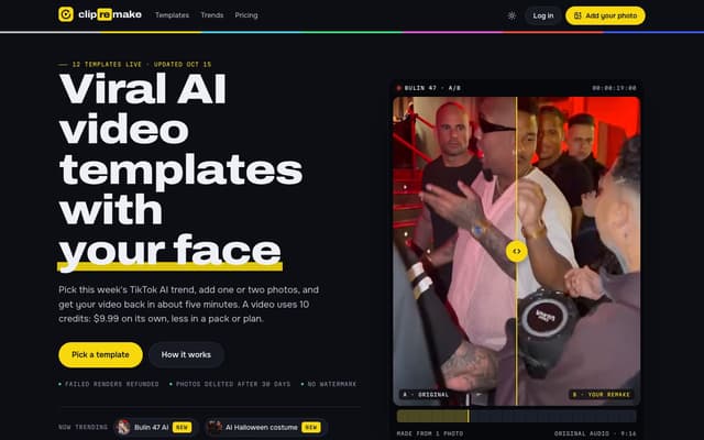 ClipRemake homepage screenshot