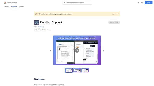 EasyNext Support homepage screenshot