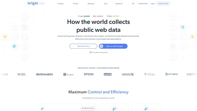 Bright Data homepage screenshot