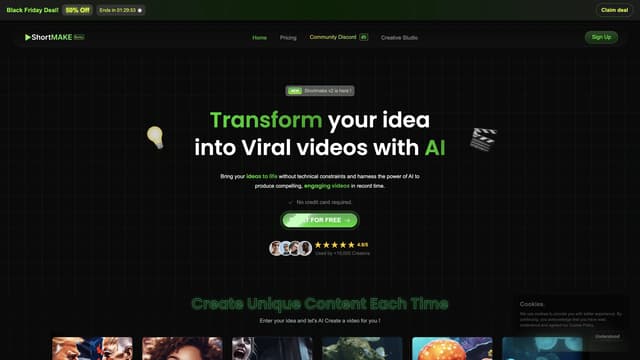 ShortMake homepage screenshot