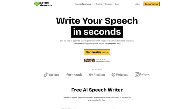 SpeechGeneratorAI 首頁截圖