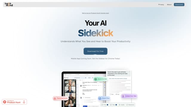 TwinMind homepage screenshot