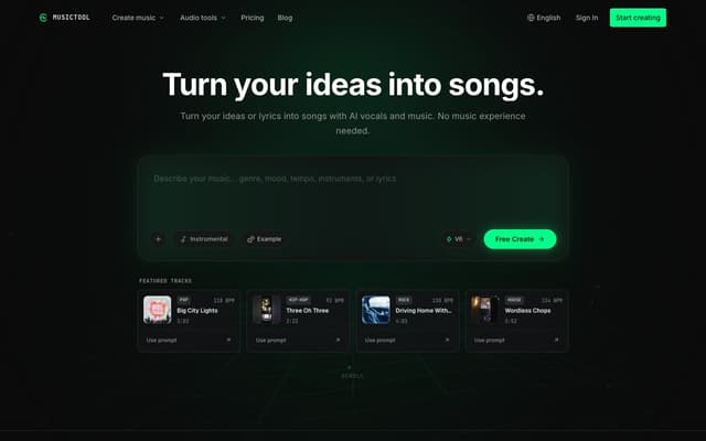 MUSICTOOL homepage screenshot