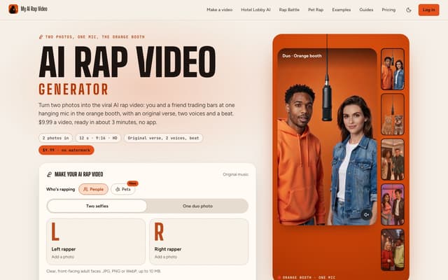 My AI Rap Video homepage screenshot